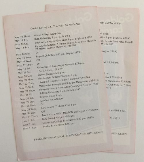 Golden Earring show overview for first British tour May 1975